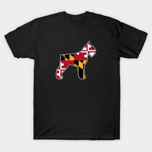 Giant Schnauzer Silhouette with Maryland Flag T-Shirt